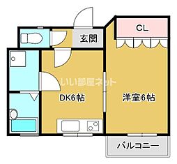 JR東北本線 古河駅 徒歩8分の賃貸マンション 4階1DKの間取り