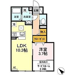セジュール南花岡3 1LDKの間取図画像