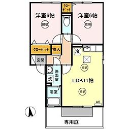 アーバンハイツ28C 2LDKの間取図画像