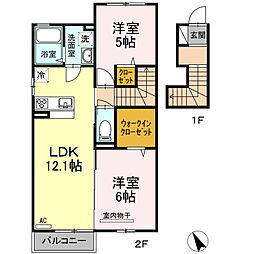 サンハイツ 2LDKの間取図画像
