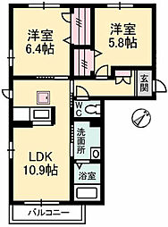 シャーメゾン上郷 1階2LDKの間取り