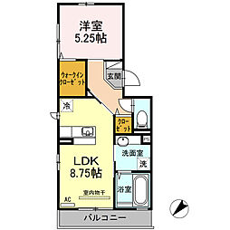 ラヴィトピア新町 1LDKの間取図画像