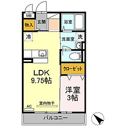 アドラーブル 1LDKの間取図画像