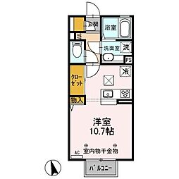 アポロン ワンルームの間取図画像