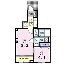 エスポワールヒロB 2Kの間取図画像