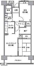 西武池袋線 清瀬駅 徒歩10分の賃貸マンション 8階2LDKの間取り