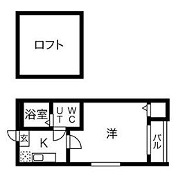 コーポすずな 2階1Kの間取り