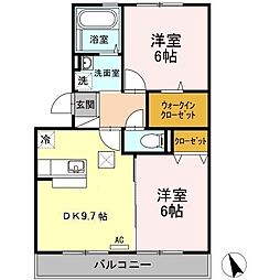 シャトーラトゥール2 2DKの間取図画像
