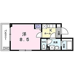フォーシーズン西が丘 5階1Kの間取り