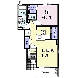 ピーハート 1階1LDKの間取り
