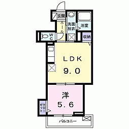 ハウス・オルコット 1LDKの間取図画像