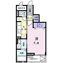 アクティーフ小手指 1Kの間取図画像