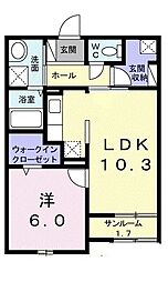 リバープレッソ 1LDKの間取図画像