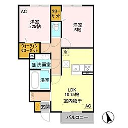 モデナ　Ａ 1階2LDKの間取り