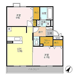 プリマベーラ 2LDKの間取図画像