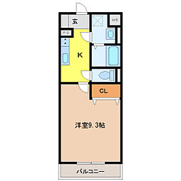 リュミエール 1Kの間取図画像