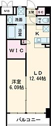 ウイングス穴生 1LDKの間取図画像