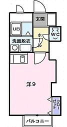 サンパティーク　Ｂ棟 2階ワンルームの間取り