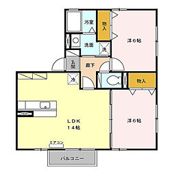 セピアコート 2階2LDKの間取り