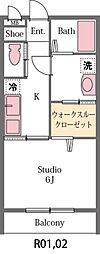 クローレジッド 1Kの間取図画像