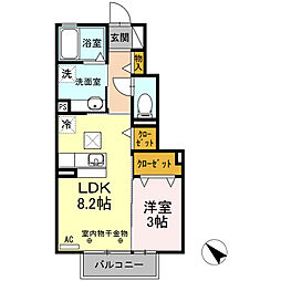 サンルミエール相川 1LDKの間取図画像