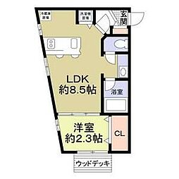 東武東上線 鶴ヶ島駅 徒歩6分の賃貸アパート 1階1LDKの間取り