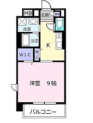 グラン西松イースト 3階1Kの間取り