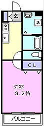 ブルースカイマンションＸ 2階1Kの間取り