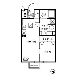 JR高崎線 北上尾駅 徒歩9分の賃貸アパート 1階1LDKの間取り