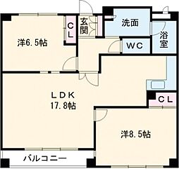 キャッスルハイツ桑名 2LDKの間取図画像
