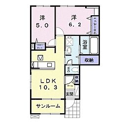 パールマリン3 2LDKの間取図画像