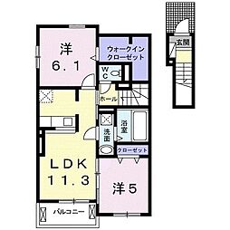 ラ・フェリーチェ　II 2階2LDKの間取り