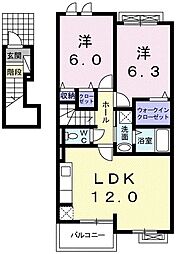 モンターニュ 2LDKの間取図画像