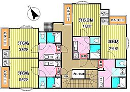 ピュア茶山弐番館 1SKの間取図画像