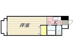 G-ONE西新2 1Kの間取図画像