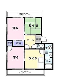 コーポ駅部田 2階3DKの間取り