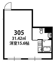博多ステーションタワー ワンルームの間取図画像