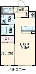 グランヒル 1階1LDKの間取り