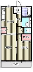 ビューテラス千鳥 2DKの間取図画像