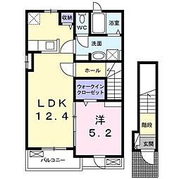 ルフレエトワール　II 2階1LDKの間取り