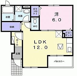 第2スターハイツ谷塚 1LDKの間取図画像