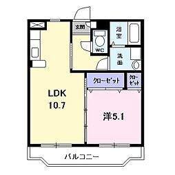 リベルテ 3階1LDKの間取り
