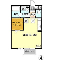 楽園　B 1階ワンルームの間取り