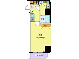 ジェノヴィア渋谷笹塚スカイガーデン 3階1Kの間取り