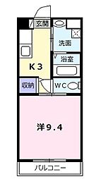 アンジュール 1Kの間取図画像