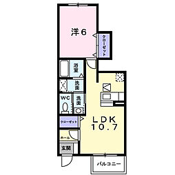 エールトベーレB 1LDKの間取図画像