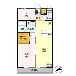 リュイール2 1LDKの間取図画像