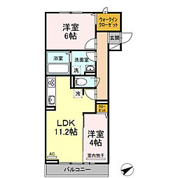 JR山陽本線 福山駅 バス13分 観音堂(中国)バス停下車 徒歩4分の賃貸アパート 3階2LDKの間取り