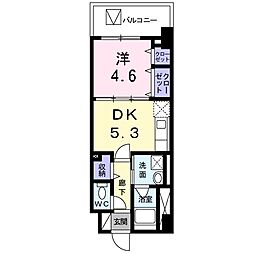 アミティエ八潮 1DKの間取図画像