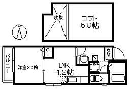 リバティー・JK 1DKの間取図画像